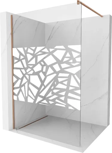 MEXEN/S Kioto Sprchová zástěna Walk-in 120 x 200, bílý vzor 8 mm, měď kartáčovaná 800-120-101-65-85