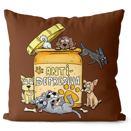 Polštář Antidepresiva – pes (Velikost: 40 x 40 cm)