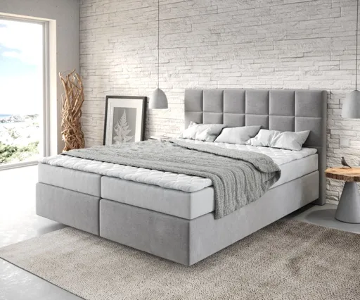 Boxspring postel Dream-Fine 160x200 cm mikrovlákno šedá