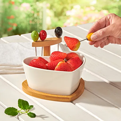 Miska s dřevěným podnosem „Srdce“