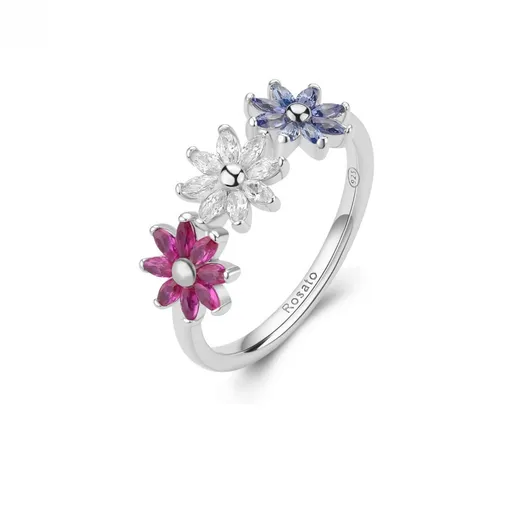 Rosato Stříbrný květinový prsten s kubickými zirkony Gaia RZGA81 58 mm