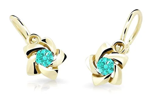 Cutie Jewellery Zlaté dětské náušnice C2201-10-X-1 světle zelená