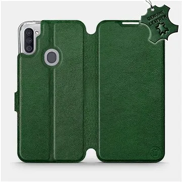 Flipové pouzdro na mobil Samsung Galaxy M11 - Zelené - kožené -   Green Leather (5903516387427)
